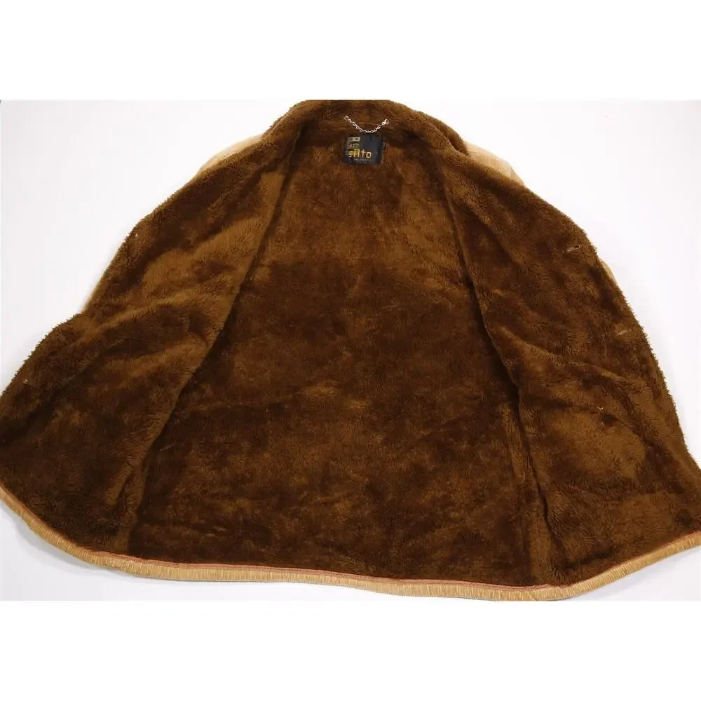 Silton California Vintage 70s Brown Corduroy Sherpa Shearling Rancher Coat Large